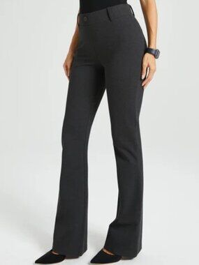 Betabrand XXLP Petite Straight Leg Classic Dress Yoga Pant Gray